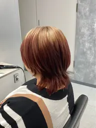 【カット➕ワンカラー】ウルフ/ボブ/ショート/中性/レッド/オレンジ/ピンク/暖色