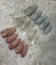 時短！ぷっくりリボンマグネットデザインネイル🎀（お好きなカラーをお選び頂けます）口コミ投稿でジェルオフ、ケア無料👼