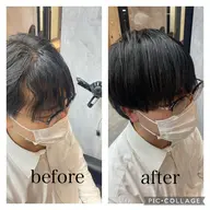 🔵【再来様クーポン】メンズカット+前髪縮毛矯正 (眉カット+トリートメント付き)