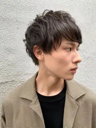 【🎖️毎朝簡単スタイリング🎖️女性ウケする爽やかメンズに】メンズカット+毛流れパーマ(ニュアンスパーマ)+プチスパ