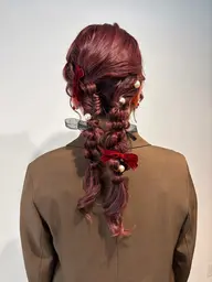 〈お呼ばれに🥂🎀 〉ハーフアップ、編みおろしセット