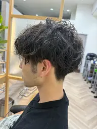 メンズパーマ　スパイラル、波巻き、ツイスト
