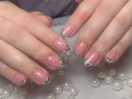 💖💖【ジェルオフ無料】ガラスフレンチ/ミラーフレンチ【ベースクリア】　¥5980円