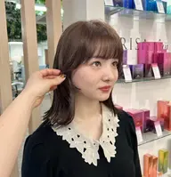 ブリーチなし透明感カラー✖️前髪カット
