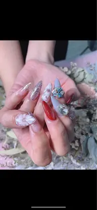 10本チップ長さ出し、デザイン放題、パーツ付け放題