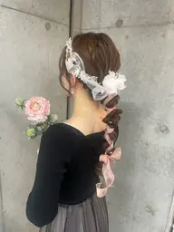 【3種類選べるヘアセット🕊】パールピンやリボン等、お好きなモノを3点からチョイス🍭💕40分(目安時間)