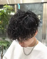 メンズカット + 波巻きパーマ