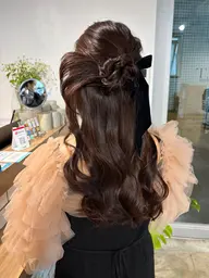 〈お呼ばれに🥂🎀 〉ハーフアップ、編みおろしセット