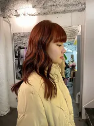 ブリーチなしのダブルカラー＋トリートメント【ブリーチなし、オレンジカラー、透明感カラー、オリーブカラー】