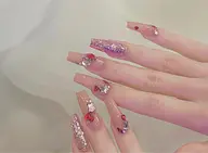 【長さだし】1番人気♪ストーン・ネイルシール135分つけ放題13800円