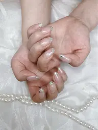 ✋手🔰練習モデル🦋初回ジェルオフ無料‼️ベースカラーあり🎀ガラスフレンチ🎀【すぐ予約OK💫💫】