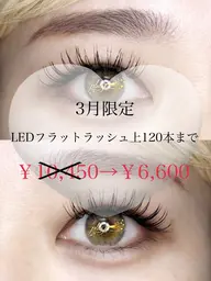 🌸3月限定クーポン🌸LEDフラットラッシュ上120本¥6600✨