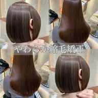 【🫶欲張りフルコース🫶】地毛風縮毛矯正🌈 + 💖透明感カラー💖+カット✂️ トリートメント付き‼️ボブ／韓国風
