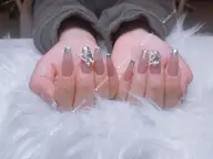 🎀「ミニモ学割」🔥［チップ長さだし］ガラスフレンチ <、ソフトジェルオフ無料>（ベース色ー付き）