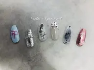 【フィルインオフ無料】✨🎀ིྀワンカラー➕6種から選べる1本アート🎀ིྀ✨