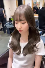 前髪カット&顔周りカット＋イルミナカラー＋Aujua3ステップ超音波トリートメント¥9900 【韓国ヘア、ロング料金無し