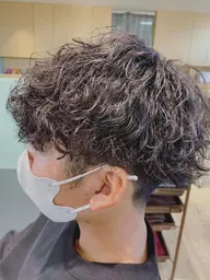 メンズカット+パーマ+ハイライト