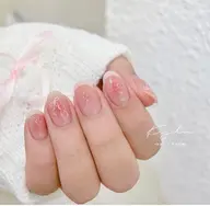 【オフ込み】🍑ピンクグラデーション+フレンチネイルで、愛され爪に💖