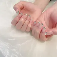 爪が傷みにくくもちのいいパラジェルで♡ジェルオフ込み𓂃𓂂キラキラガラスフレンチ💎