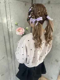 推し活🪄イベントやおでかけヘアセット💕メンカラリボンやカラーパールピン・ラメなど2種類チョイス✨45分(目安時間)