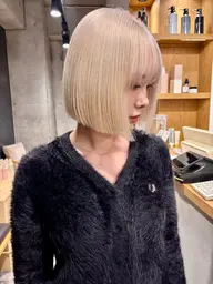 🩶【ホワイト系リタッチ】Wカラー(ケアブリーチ込み)＋クイックトリートメント🩶🛼💖