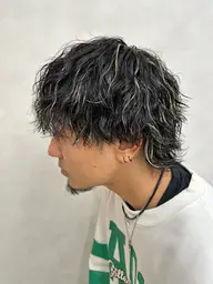 👑オシャレハイライト👑メンズカット+メンズハイライト&カラー+トリートメント+スパ+眉毛カット+ヘアセット