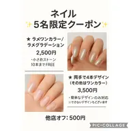 5名様限定ラメ / ラメグラ特別価格：2,500円・ストーン 10本まで無料◎両手で4本デザイン特別価格：3,500円