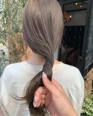 【流行りの✨】🏹ケアダブルカラー🤍ブリーチなしで髪に優しくミルクティーカラーができる🥜+潤いトリートメント付き