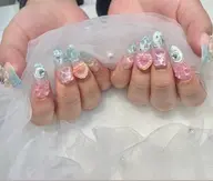 ミニモ限定⤴️10本長さだし➕ワンカラー🩵orラメグラ➕パーツつけ放題❤️ゴテゴテ、キラキラ✨