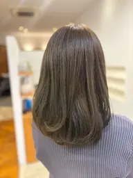 透明感カラー+シャンプーブロー