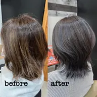 脱白髪染ハイライト(94%ダメージレスファイバープレックスブリーチ)+cut+color+treatment
