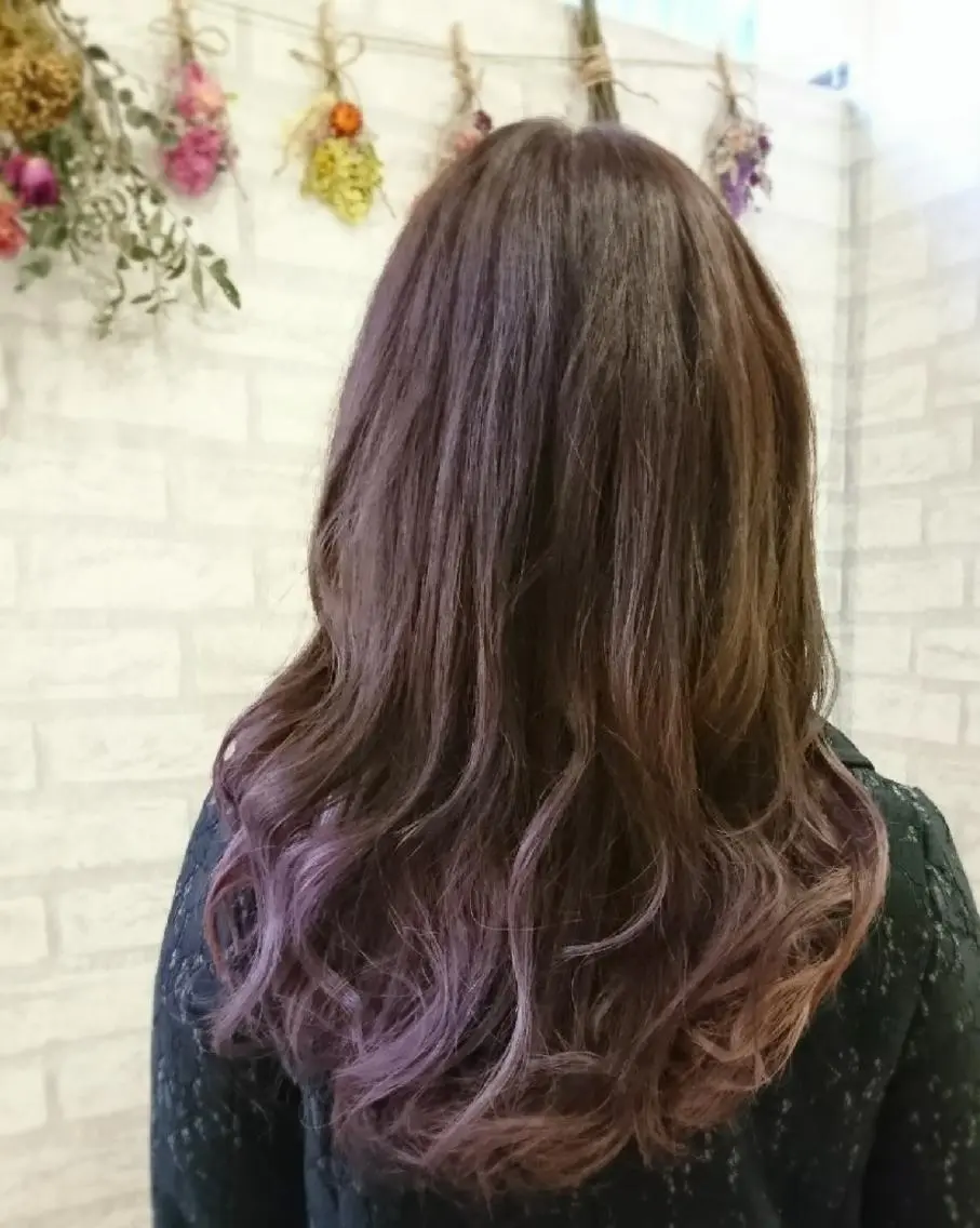 ロング カラー グラデーションカラー パープルカラー カット ヘアカラー トリートメント *Cielo* 佐藤 幸世のヘアスタイル