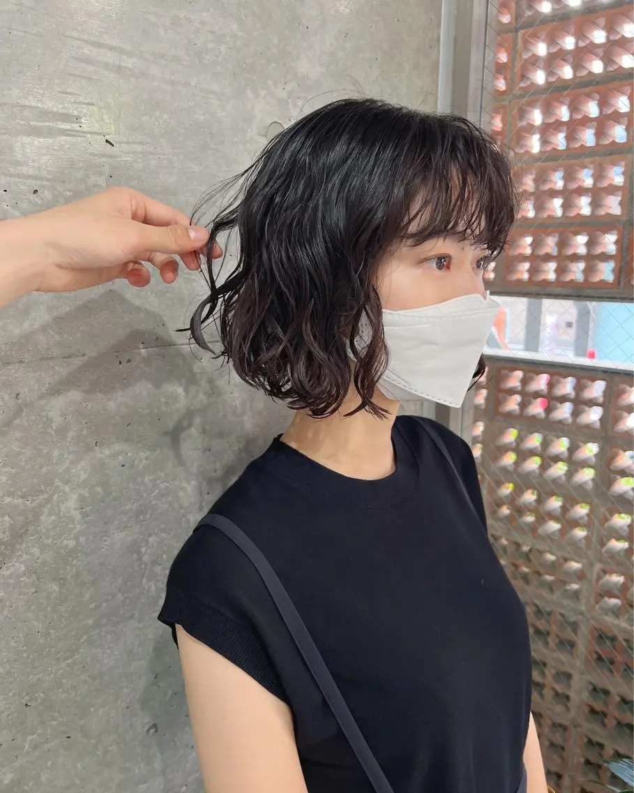 ショート パーマ カット パーマ トリートメント ボブパーマコテ巻き風 パーマNo1深江秀平のヘアスタイル
