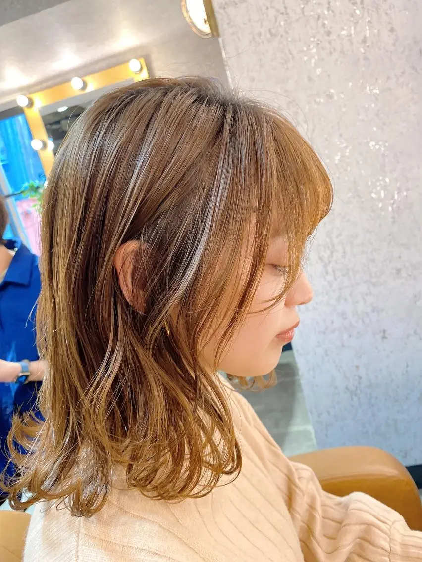 ミディアム カット ヘアカラー トリートメント レイヤー/韓国/ボブ 縮毛矯正/畠中ケントのヘアスタイル