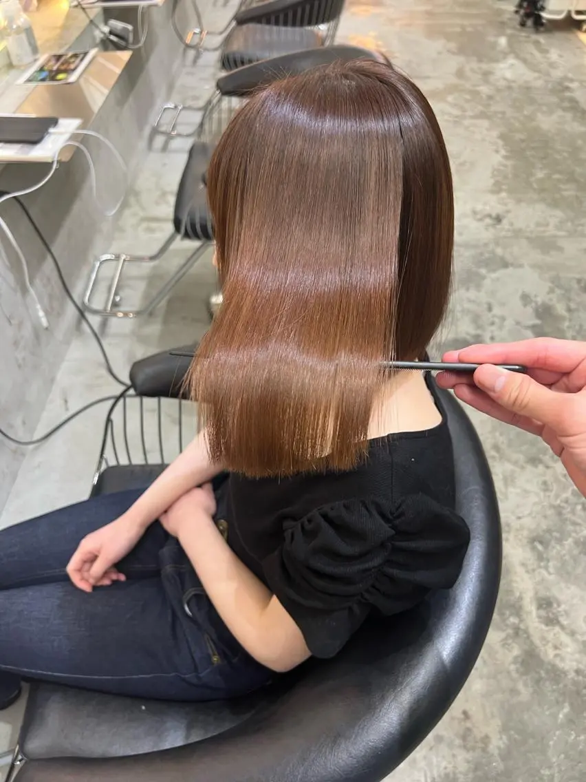 ショート 縮毛矯正×艶髪カラー 髪質改善/三ツ木のヘアスタイル