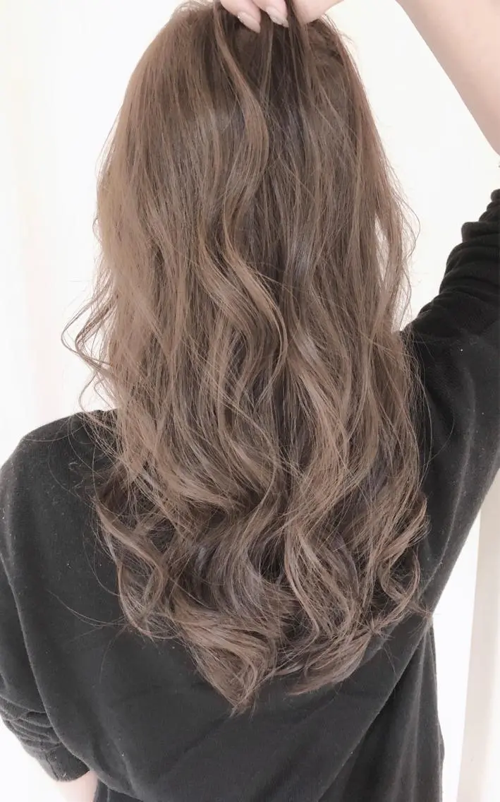 ロング カラー パーマ ヘアアレンジ アッシュ バレイヤージュ ブリーチ ケアブリーチ 透明感カラー バレイヤージュ 藤沢 ハイライト竹内ケンゴのヘアスタイル