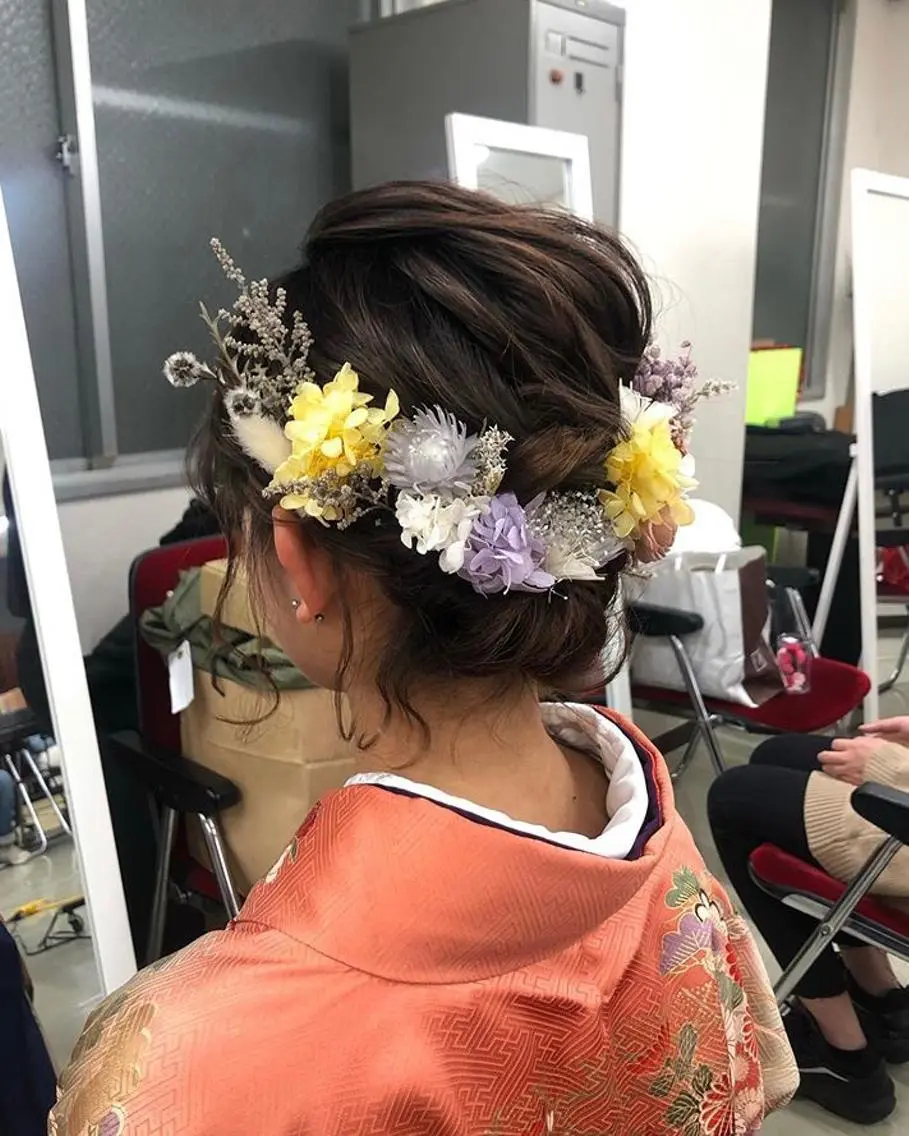 セミロング ヘアアレンジ 成人式 卒業式のヘアスタイル ヘアセット 梅山 美侑のヘアスタイル