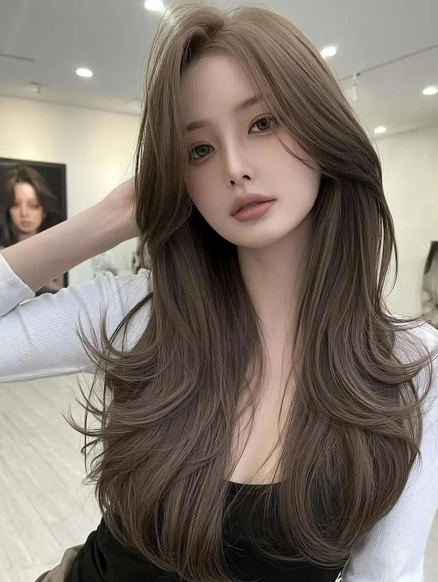 ミディアム 顔周りカット 髪質改善 韓国風ヘア レイヤーカット カット ヘアカラー FOCUS JAPAN4のヘアスタイル