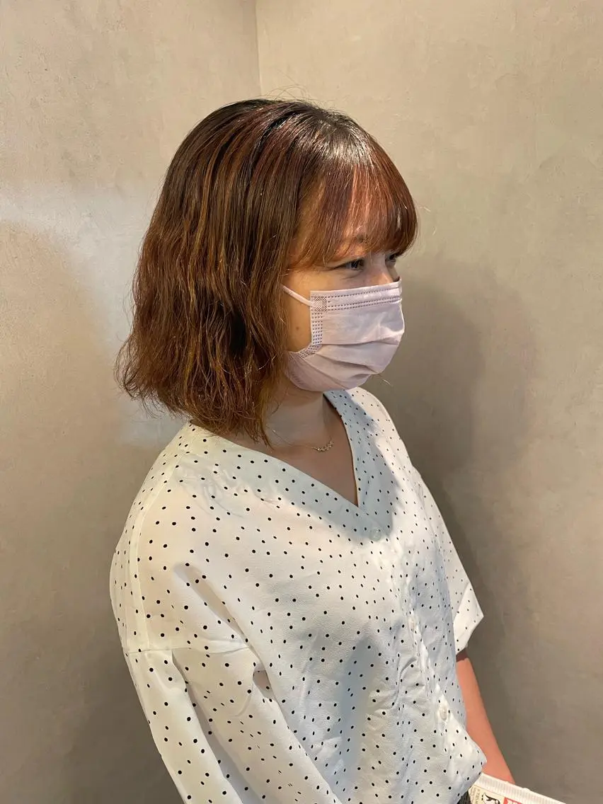 ミディアム パーマ ミディアムパーマ 🍮中山詩乃🍮顔 まわりデザイン◎のヘアスタイル