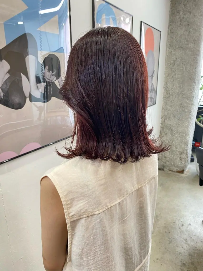 ミディアム カラー 暖色系特化さくら /福岡天神/レイヤーのヘアスタイル