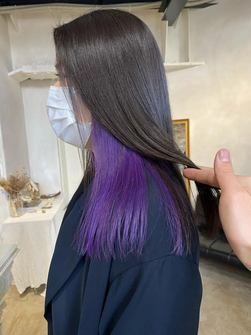 セミロング カラー ブリーチ インナーカラー パープルカラー ヘアカラー ミニモお気に入り数 No.1宍戸雄弥のヘアスタイル