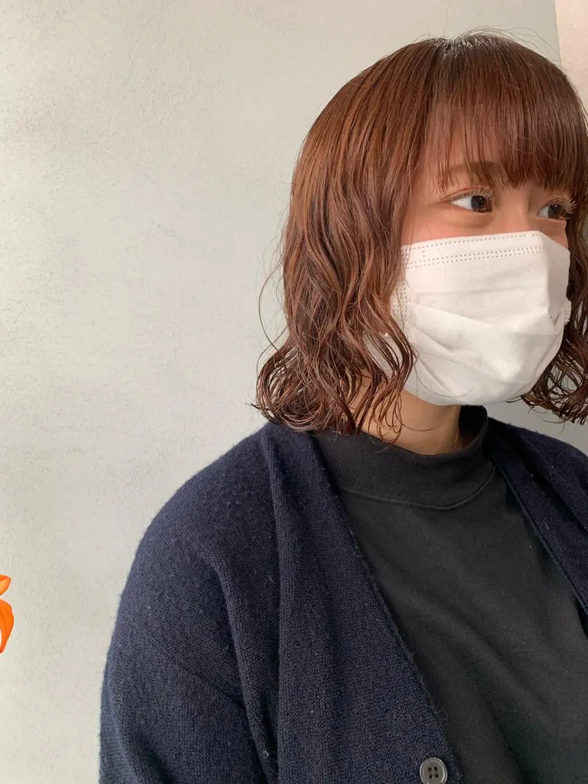 ミディアム パーマ ボブパーマコテ巻き風 パーマNo1深江秀平のヘアスタイル