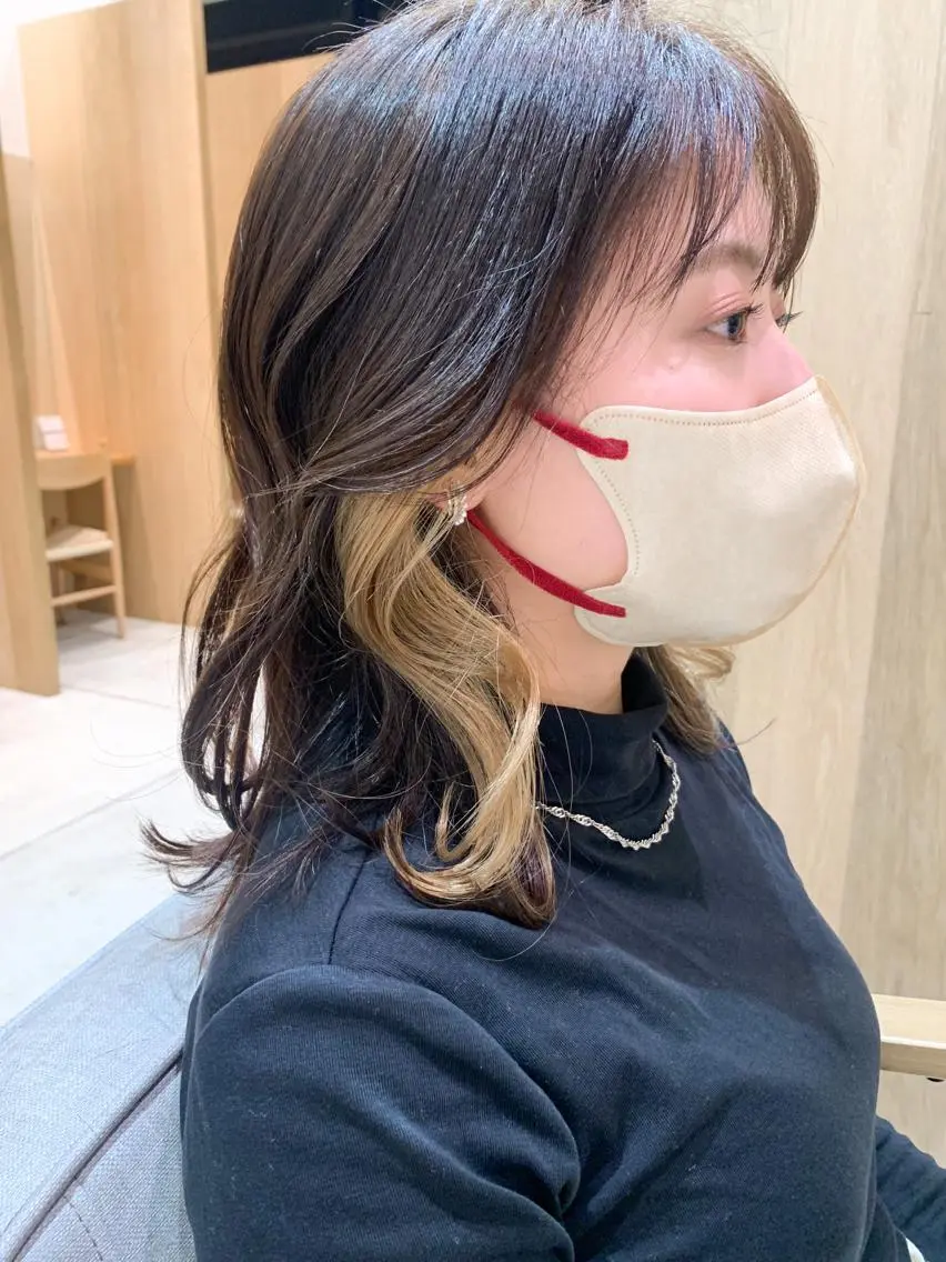 ミディアム カラー ヘアアレンジ ヘアカラー トリートメント yuka .のヘアスタイル