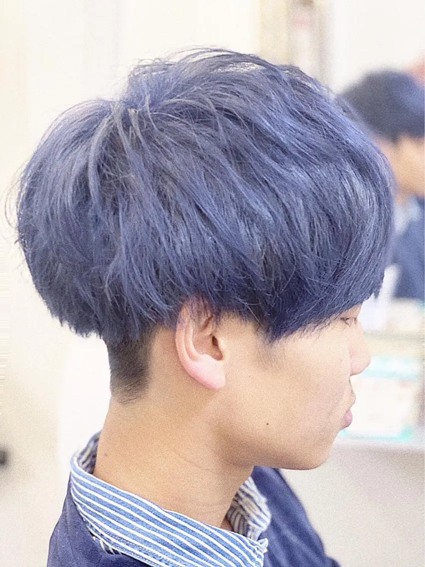 ショート カラー メンズ ブルーカラー ダブルカラー シルバー KEN 🌟のヘアスタイル