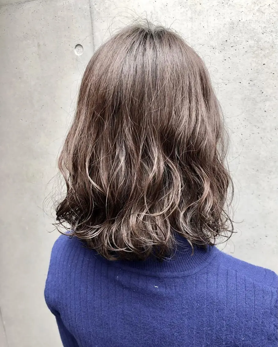 セミロング パーマ ボブパーマコテ巻き風 パーマNo1深江秀平のヘアスタイル