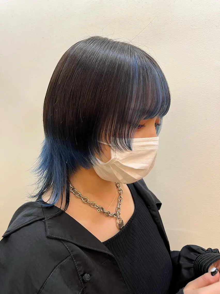 ミディアム ヘアカラー トリートメント ヘアセット ♱地雷カラー♱ウルフ ♱ 藍衣 ♱のヘアスタイル