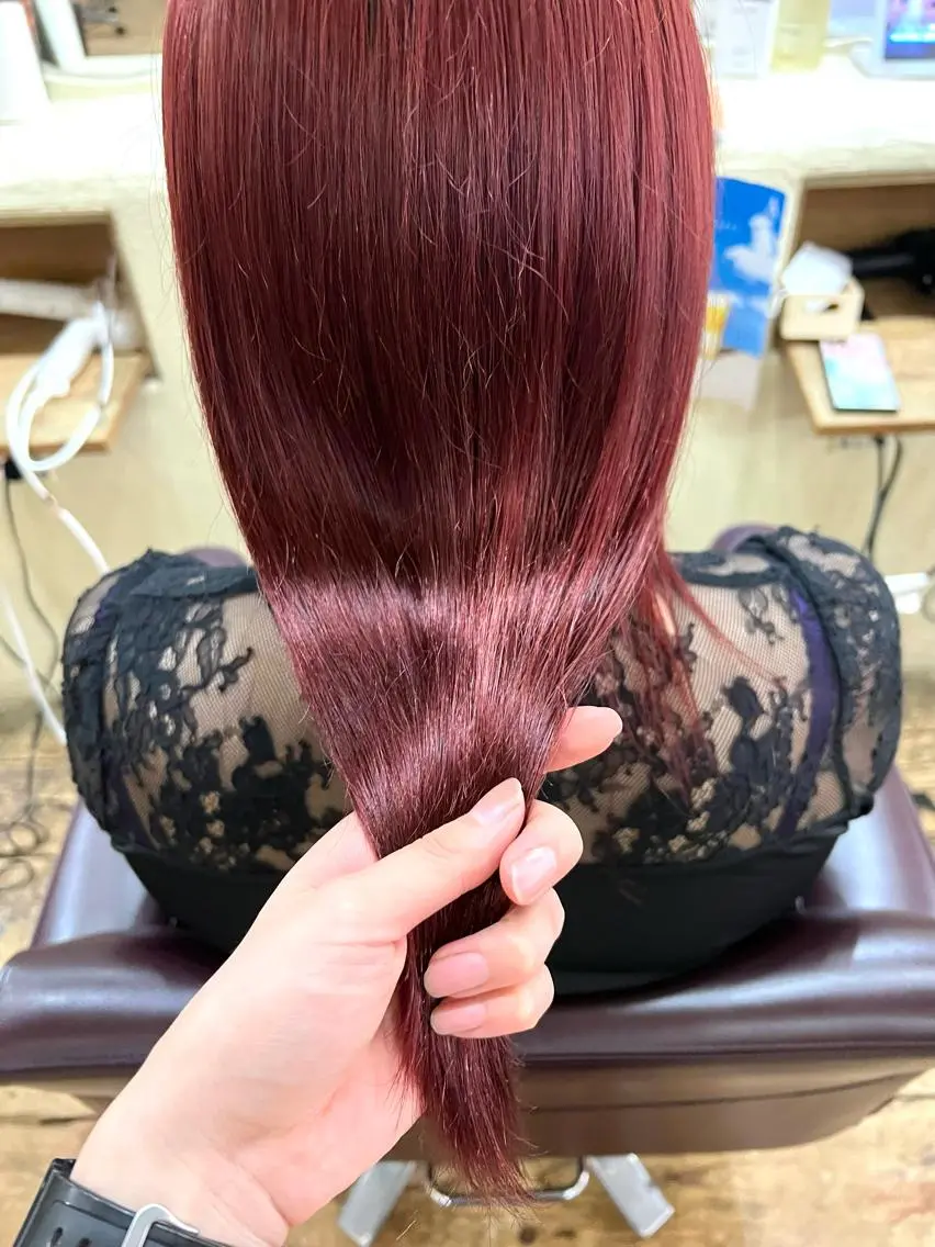 ミディアム カラー ヘアアレンジ ボルドーカラー 「sumi」 AMIのヘアスタイル