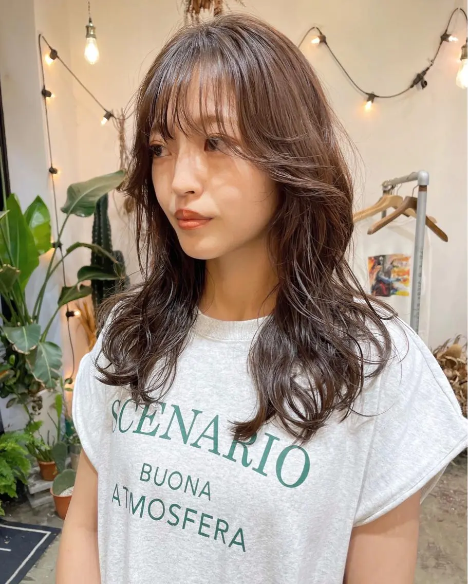 ロング カラー ブラウンカラー ココアブラウン カット ヘアカラー 狩野 羅夢のヘアスタイル