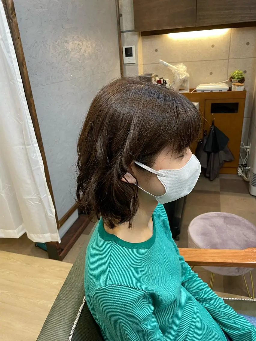 ミディアム カラー ヘアアレンジ ボブ カット ヘアセット HempBeauty 浅野アサミのヘアスタイル