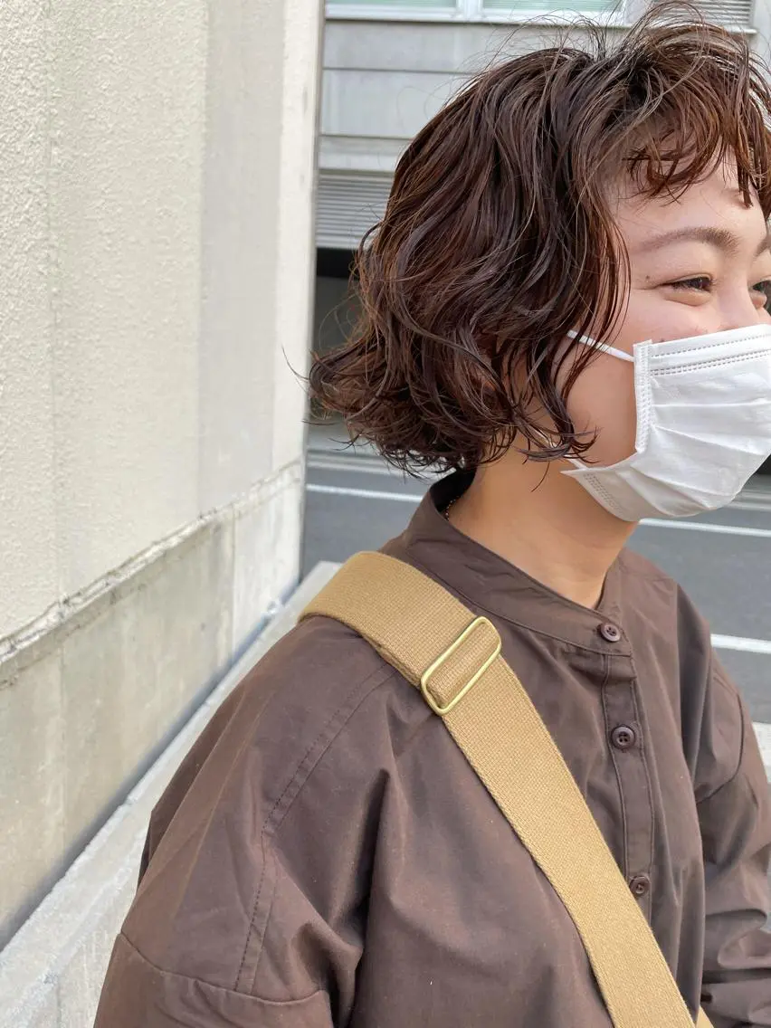 ミディアム ミディアムパーマ カット パーマ トリートメント ayane⭐️ボブ・ ショート・パーマのヘアスタイル